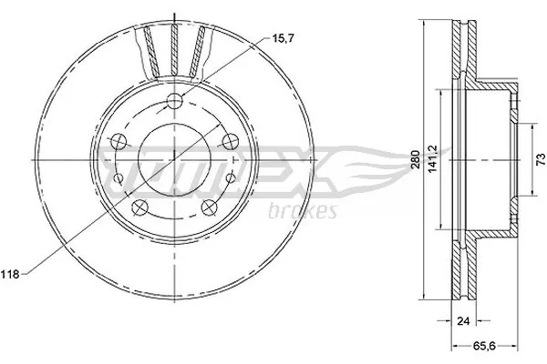 TOMEX Brakes féktárcsa - TX 70-19 - TothCarparts