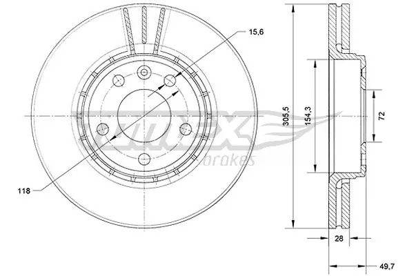 TOMEX Brakes féktárcsa - TX 70-27 - TothCarparts