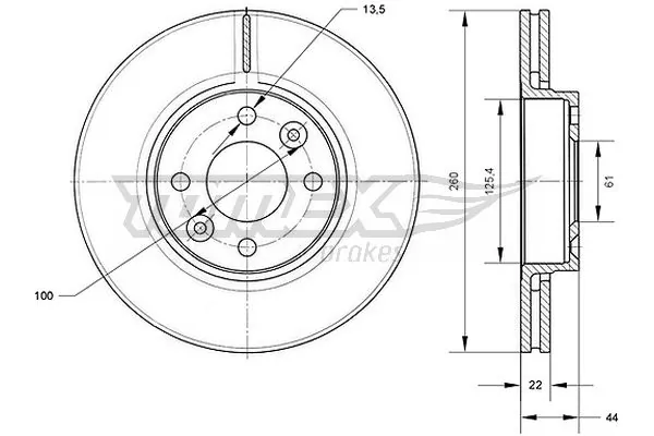 TOMEX Brakes féktárcsa - TX 70-34 - TothCarparts