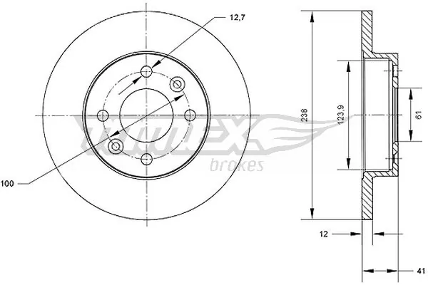 TOMEX Brakes féktárcsa - TX 70-36 - TothCarparts