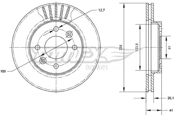 TOMEX Brakes féktárcsa - TX 70-45 - TothCarparts