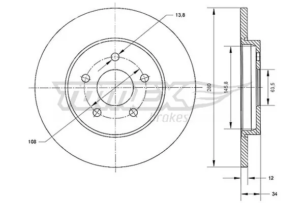 TOMEX Brakes féktárcsa - TX 70-53 - TothCarparts