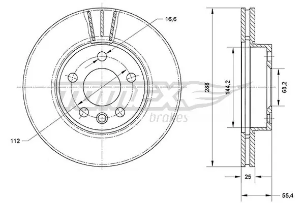 TOMEX Brakes féktárcsa - TX 70-54 - TothCarparts