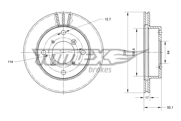 TOMEX Brakes féktárcsa - TX 70-59 - TothCarparts