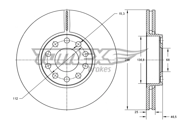 TOMEX Brakes féktárcsa - TX 70-65 - TothCarparts