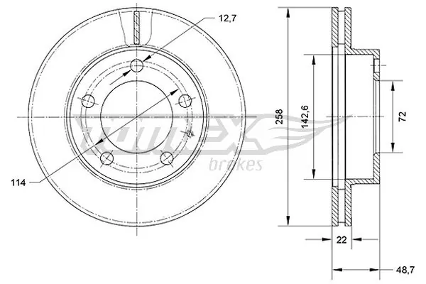 TOMEX Brakes féktárcsa - TX 70-70 - TothCarparts
