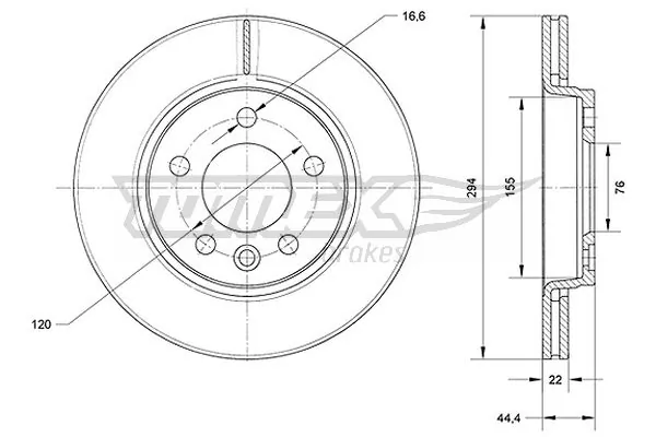 TOMEX Brakes féktárcsa - TX 71-07 - TothCarparts