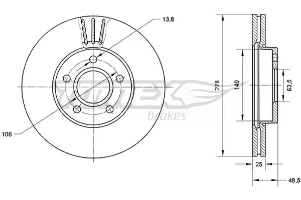 TOMEX Brakes féktárcsa - TX 71-11 - TothCarparts