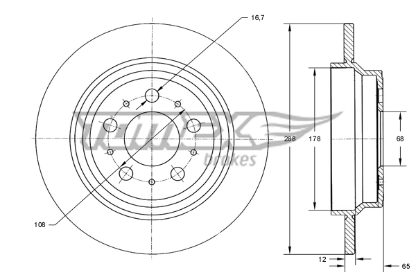 TOMEX Brakes féktárcsa - TX 71-17 - TothCarparts