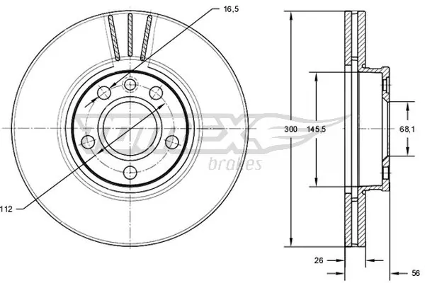TOMEX Brakes féktárcsa - TX 71-33 - TothCarparts