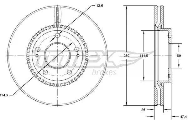 TOMEX Brakes féktárcsa - TX 71-35 - TothCarparts