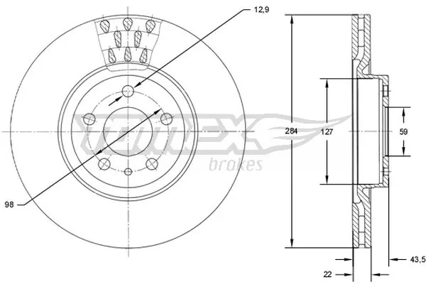 TOMEX Brakes féktárcsa - TX 71-39 - TothCarparts