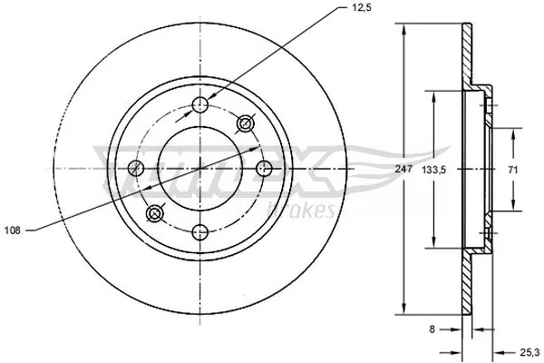 TOMEX Brakes féktárcsa - TX 71-53 - TothCarparts