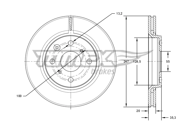 TOMEX Brakes féktárcsa - TX 71-55 - TothCarparts