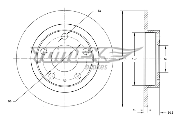 TOMEX Brakes féktárcsa - TX 71-58 - TothCarparts