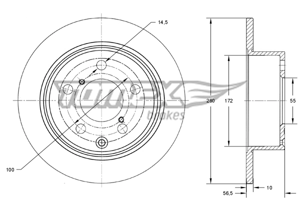 TOMEX Brakes féktárcsa - TX 71-67 - TothCarparts