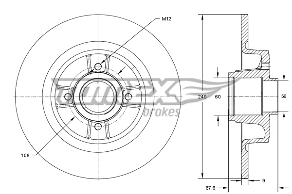 TOMEX Brakes féktárcsa - TX 71-811 - TothCarparts
