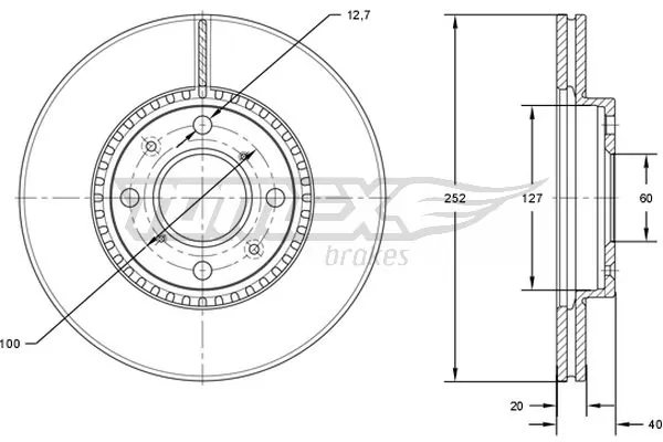TOMEX Brakes féktárcsa - TX 72-14 - TothCarparts