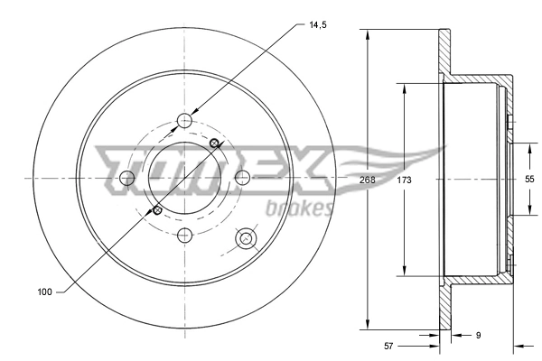 TOMEX Brakes féktárcsa - TX 72-19 - TothCarparts