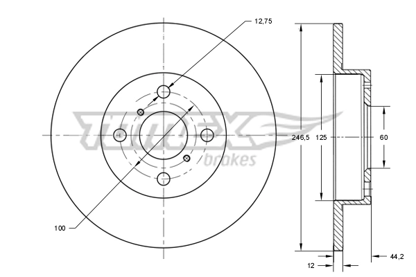 TOMEX Brakes féktárcsa - TX 72-29 - TothCarparts