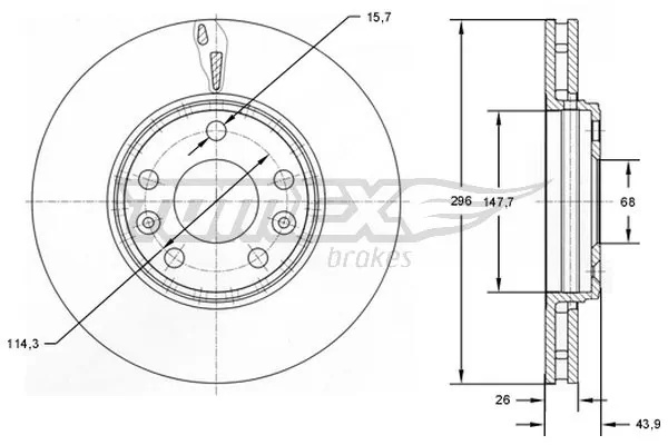 TOMEX Brakes féktárcsa - TX 72-51 - TothCarparts