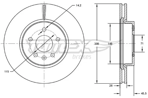 TOMEX Brakes féktárcsa - TX 72-53 - TothCarparts