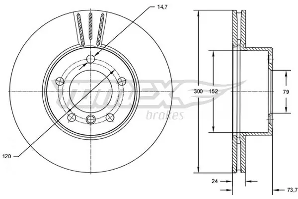 TOMEX Brakes féktárcsa - TX 72-54 - TothCarparts