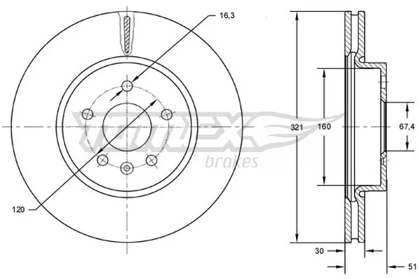 TOMEX Brakes féktárcsa - TX 72-55 - TothCarparts