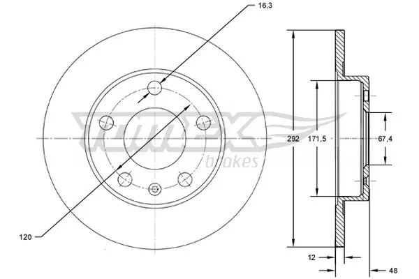 TOMEX Brakes féktárcsa - TX 72-70 - TothCarparts