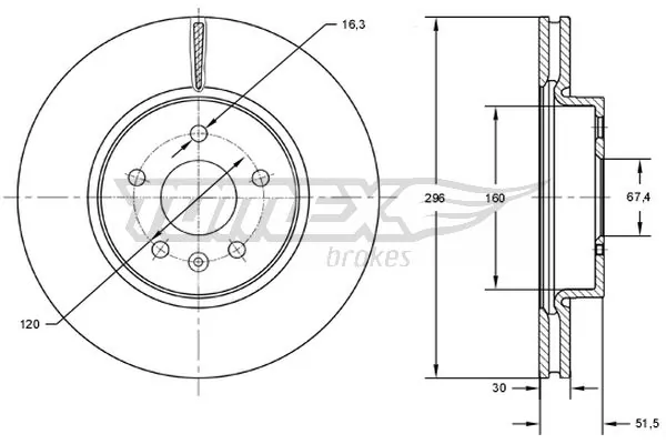 TOMEX Brakes féktárcsa - TX 72-88 - TothCarparts