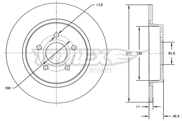 TOMEX Brakes féktárcsa - TX 72-98 - TothCarparts