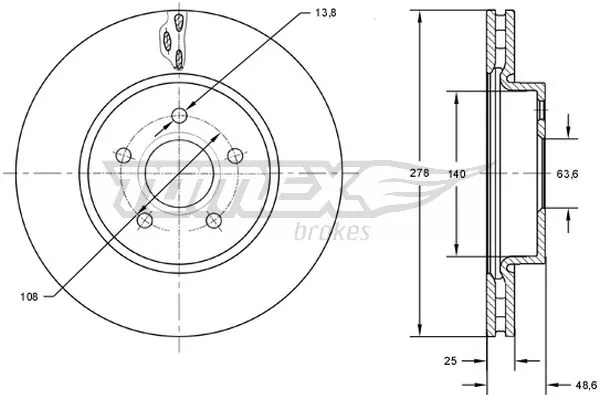 TOMEX Brakes féktárcsa - TX 73-02 - TothCarparts