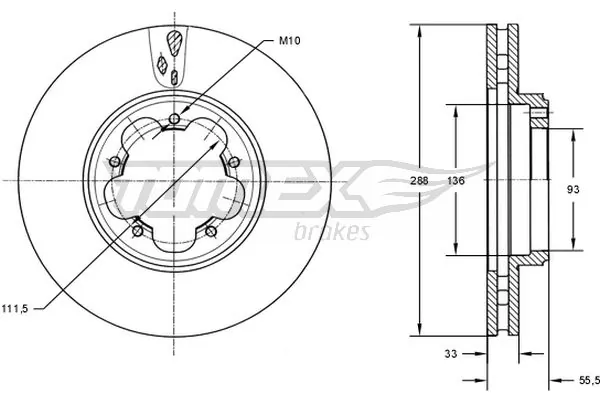 TOMEX Brakes féktárcsa - TX 73-11 - TothCarparts