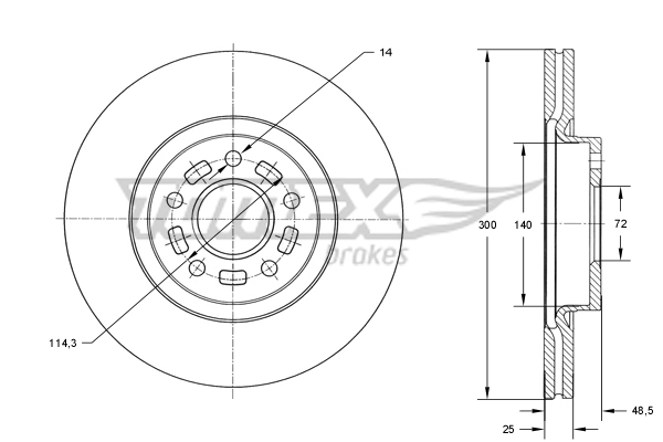 TOMEX Brakes féktárcsa - TX 73-19 - TothCarparts