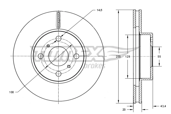TOMEX Brakes féktárcsa - TX 73-26 - TothCarparts