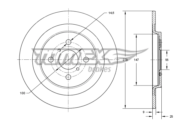 TOMEX Brakes féktárcsa - TX 73-27 - TothCarparts