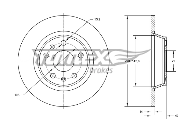 TOMEX Brakes féktárcsa - TX 73-48 - TothCarparts