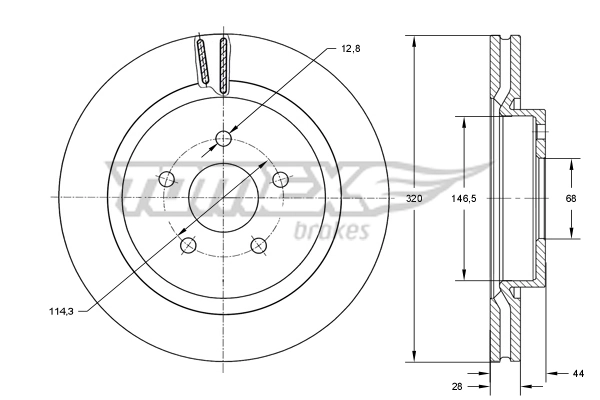 TOMEX Brakes féktárcsa - TX 73-52 - TothCarparts