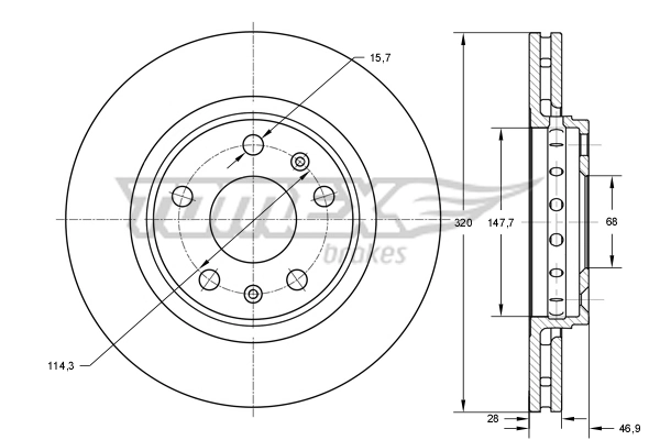 TOMEX Brakes féktárcsa - TX 73-53 - TothCarparts