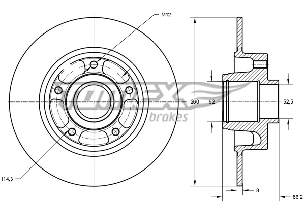 TOMEX Brakes féktárcsa - TX 73-551 - TothCarparts