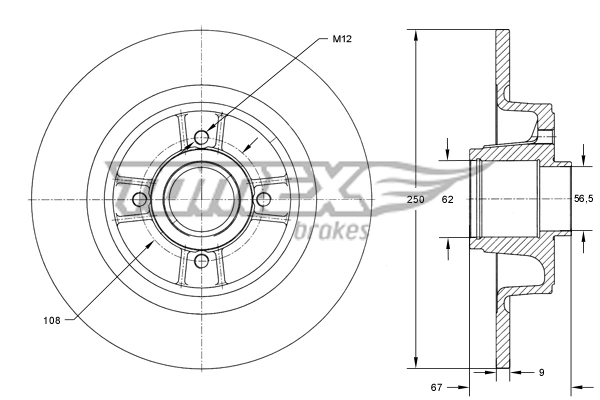 TOMEX Brakes féktárcsa - TX 73-571 - TothCarparts