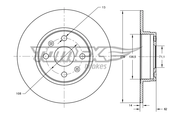 TOMEX Brakes féktárcsa - TX 73-67 - TothCarparts