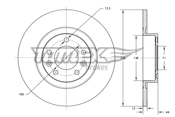 TOMEX Brakes féktárcsa - TX 73-68 - TothCarparts