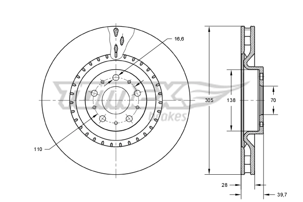 TOMEX Brakes féktárcsa - TX 73-74 - TothCarparts