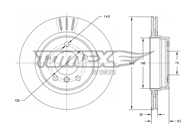 TOMEX Brakes féktárcsa - TX 73-96 - TothCarparts