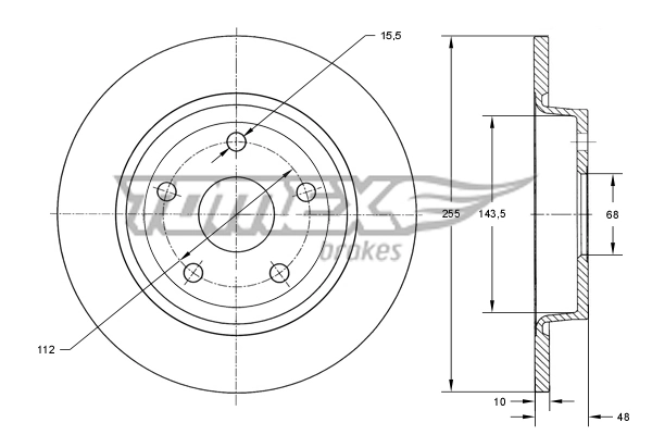 TOMEX Brakes féktárcsa - TX 74-12 - TothCarparts