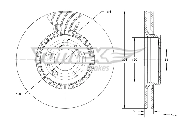 TOMEX Brakes féktárcsa - TX 74-13 - TothCarparts