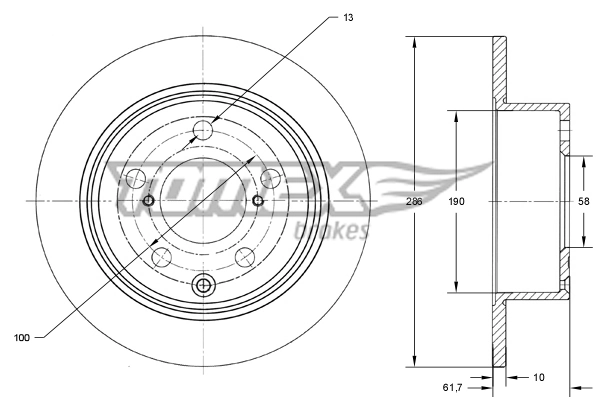 TOMEX Brakes féktárcsa - TX 74-15 - TothCarparts
