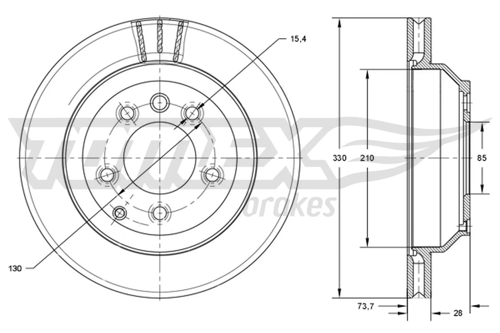 TOMEX Brakes féktárcsa - TX 74-16 - TothCarparts