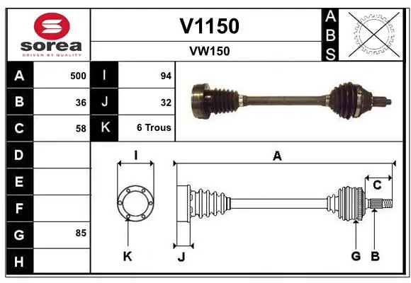 SNRA hajtótengely - V1150 - TothCarparts